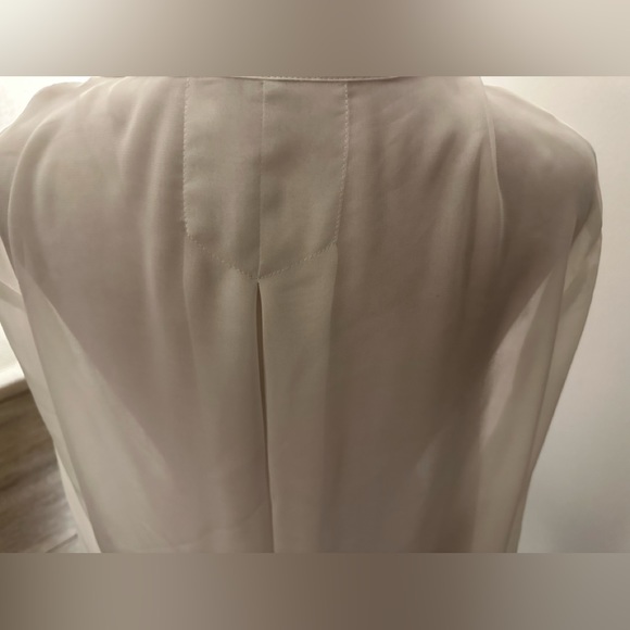Halston Semi-Sheer White Drape Blouse — Size L/G - NWT - Picture 8 of 15